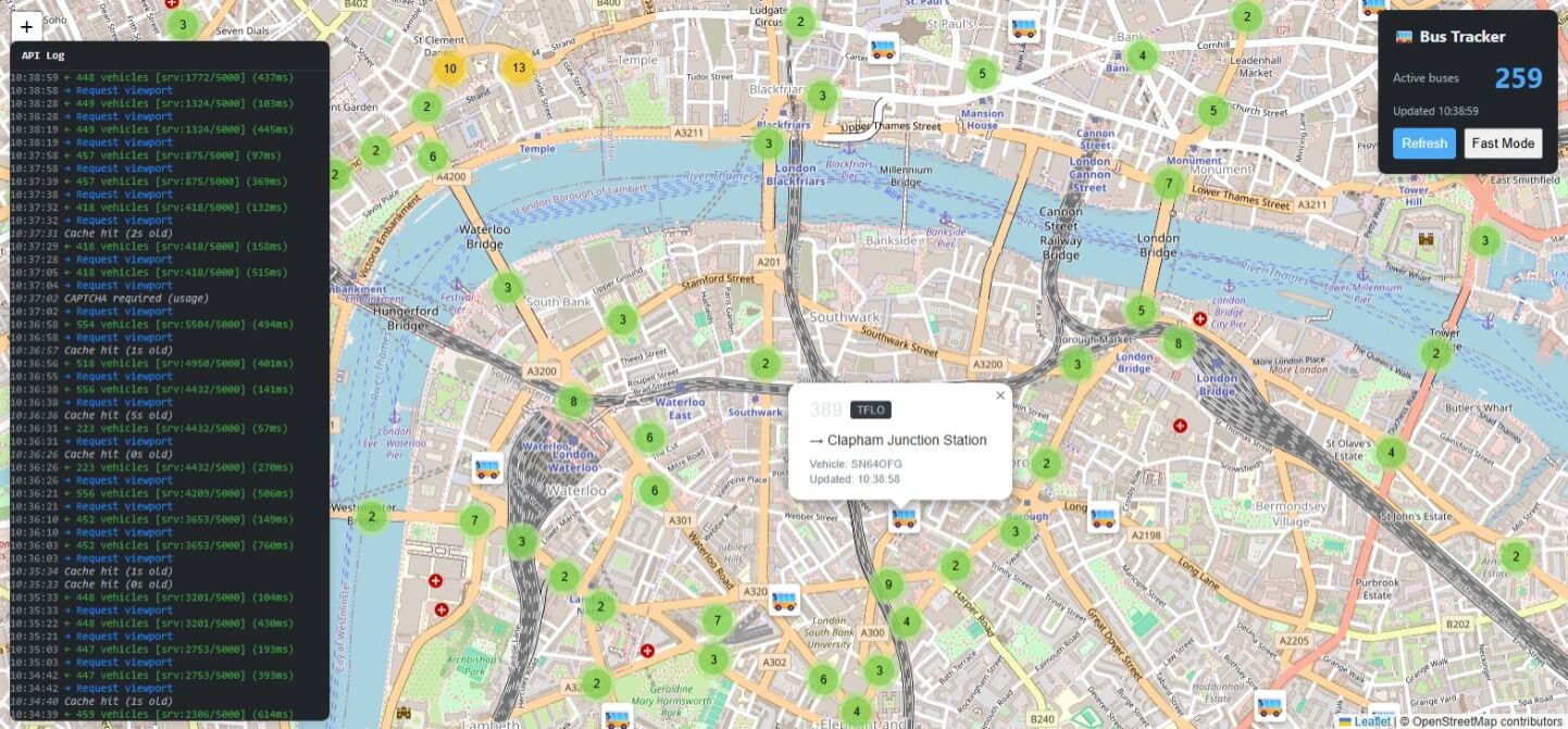 A screenshot of the bus map A screenshot of the bus map
